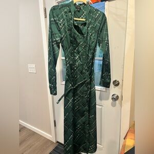 Current Air Green Geometric Long Sleeve Dress
